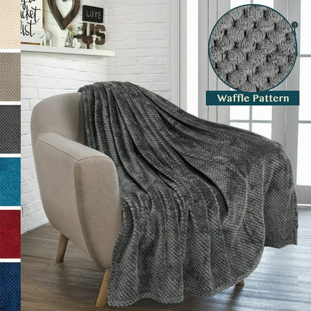 Premium Flannel Fleece Throw Blanket For Sofa Couch Waffle Premium Flannel Fleece Throw Blanket For Sofa Couch Waffle Textured Soft Fuzzy Warm