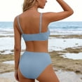 thumbnail image 4 of Gamivast Swimsuits for Women Bikini Sets 2 Pieces Push up Ribbed Ruffle Trim Tie Front Top High Waisted Bottom Tummy Control Swimwear Beach Vacation, 4 of 7