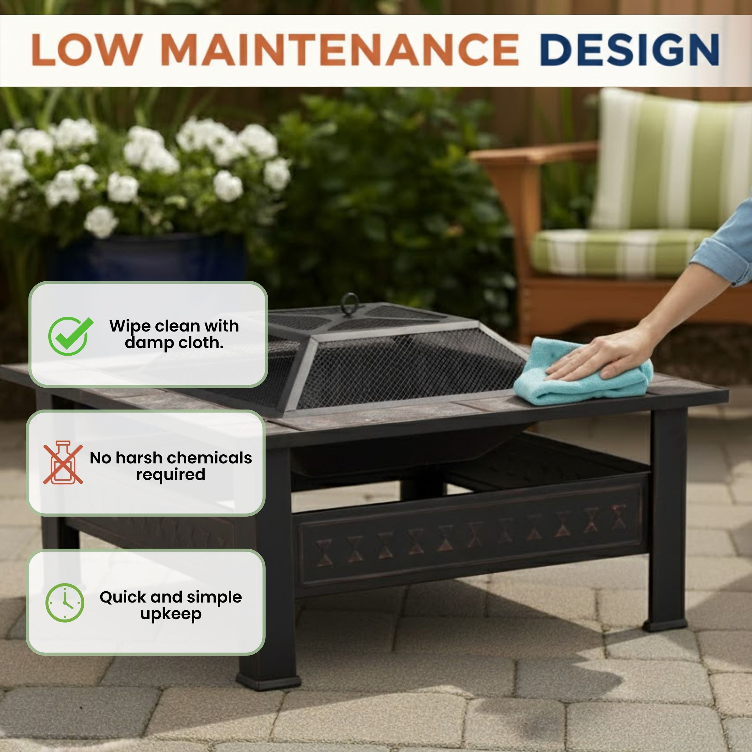 Pure Garden 32-Inch Outdoor Steel Fire Pit with Screen, Cover, and Poker (Bronze)