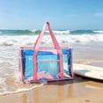 thumbnail image 4 of Colorful Clear Beach Bag for Women, Waterproof Sandproof Jelly Tote with Zipper, Large Spacious Pool Bag, Travel Tote for Beach Vacation Swimming, Stylish Durable Summer Tote Pink, 4 of 6