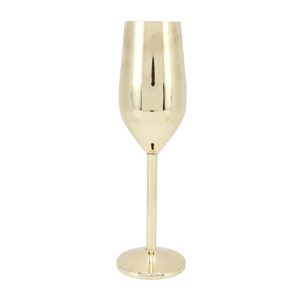 Copa de vino de acero inoxidable, hermosa y elegante copa de champán de metal para cenas y fiestas, color dorado.