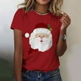 thumbnail image 2 of Women’s Vintage Pink Santa Claus Face Christmas T Shirt Jolly Holiday Graphic Short Sleeve Crewneck Tee Cute Festive Xmas Top for Women Casual Holiday Wear, 2 of 3