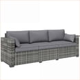 thumbnail image 2 of Outdoor Sofa | 3-Seater Wicker Patio Sofa with Side Trays, Mixed Slate Gray for Patio Deck Balcony | Rattan | Steel, 2 of 12