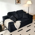thumbnail image 3 of 71" High Backrest Sofa for Small Spaces, Compressed Corduroy Couch with Deep Seating for Living Room, Bedroom, Dark Grey, 3 of 6