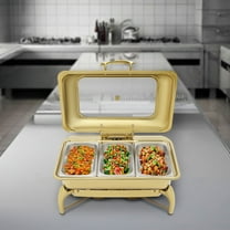 3L/0.79Gal 3-Tier Chafing Dish Gold 201 Stainless Steel, Glass, Buffet Warmer Commercial