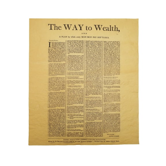 Way to Wealth Benjamin Franklin Parchment Paper Poster Home Office Decor Investing Wall Art