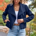 thumbnail image 4 of ClodeEU Womens Faux Leather Suede Jackets,Long Sleeve Casual Cropped Zipper Outwear ,Fall Fashion Cropped Coat Outwear Blue,Womens Plus XL, 4 of 6