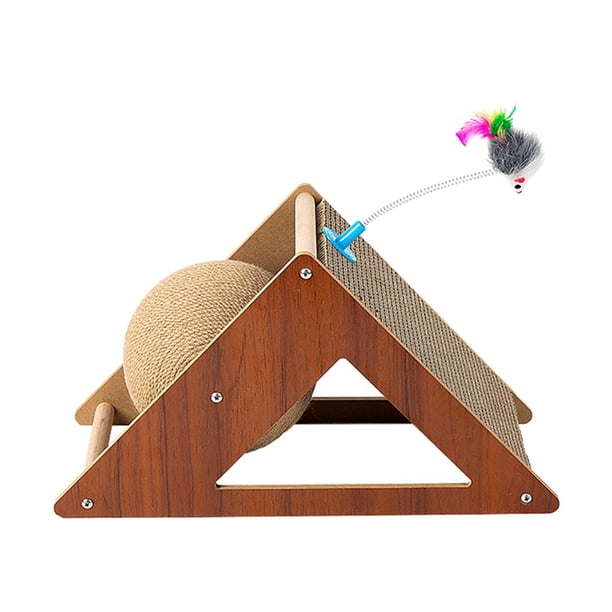 Juguete rascador de cuerda de sisal, pelota protectora para muebles, madera maciza, juego interactivo Tablero para rascar con juguete