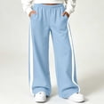 thumbnail image 3 of Asgosdo Sweatpants for Teen Girls High Waisted Wide Leg Color Block Trackpants Casual Baggy Fall Pants with Pockets Size 5-15Y, 3 of 7
