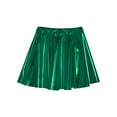thumbnail image 5 of Xnihocha Ballet Dance Skater Skirt for Kids Girls Glossy Metallic High Waist Skorts Latin Jazz Dance Skirt Green XL, 5 of 7