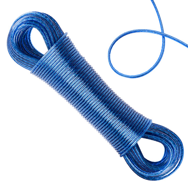 Briljant maak het plat Deskundige 20M Strong Tough Steel Wire Core PVC Plastic Clothesline Cord Braided Rope  3mm Thickness, Blue - Walmart.com