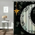 thumbnail image 2 of Shiartex  Tribal Shower Curtain, Paisley Floral Moon Crescent Gem Astrology Inspired Design Print, Cloth Fabric Bathroom Decor Set with Hooks,Black and White, 2 of 7