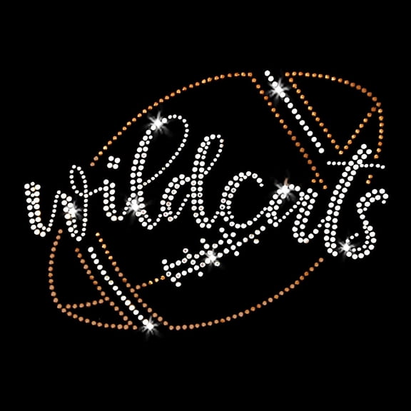 Wildcats Football Iron-on Sparkly Bling Clear Rhinestone and Rhinestud Transfer by JCS Rhinestones