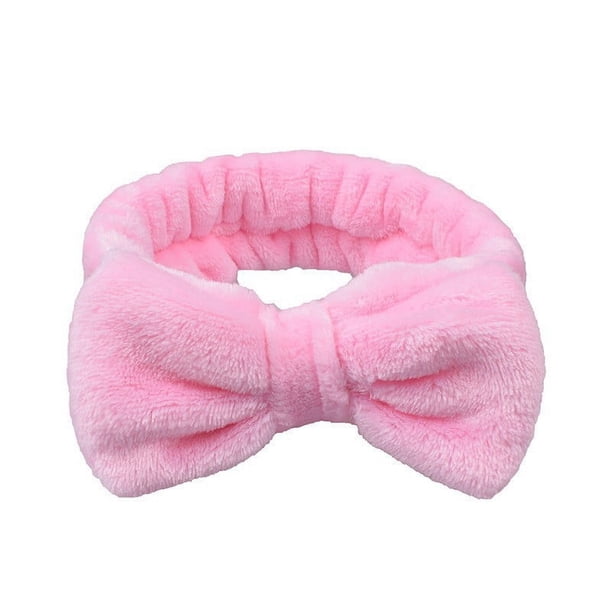 Diadema de felpa con lazo de vellón coral de color liso y simple para mujer, banda elástica para el pelo con desmaquillaje facial, accesorios para el cabello de belleza