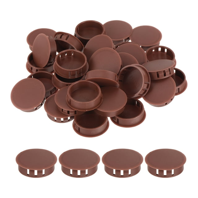 Uxcell 32 Pcs 35mm(1 3/8 Pouces) Bouchons de Trous en Plastique Rouge-Brun, Type Flush pour Tubes de Verrouillage de Meubles