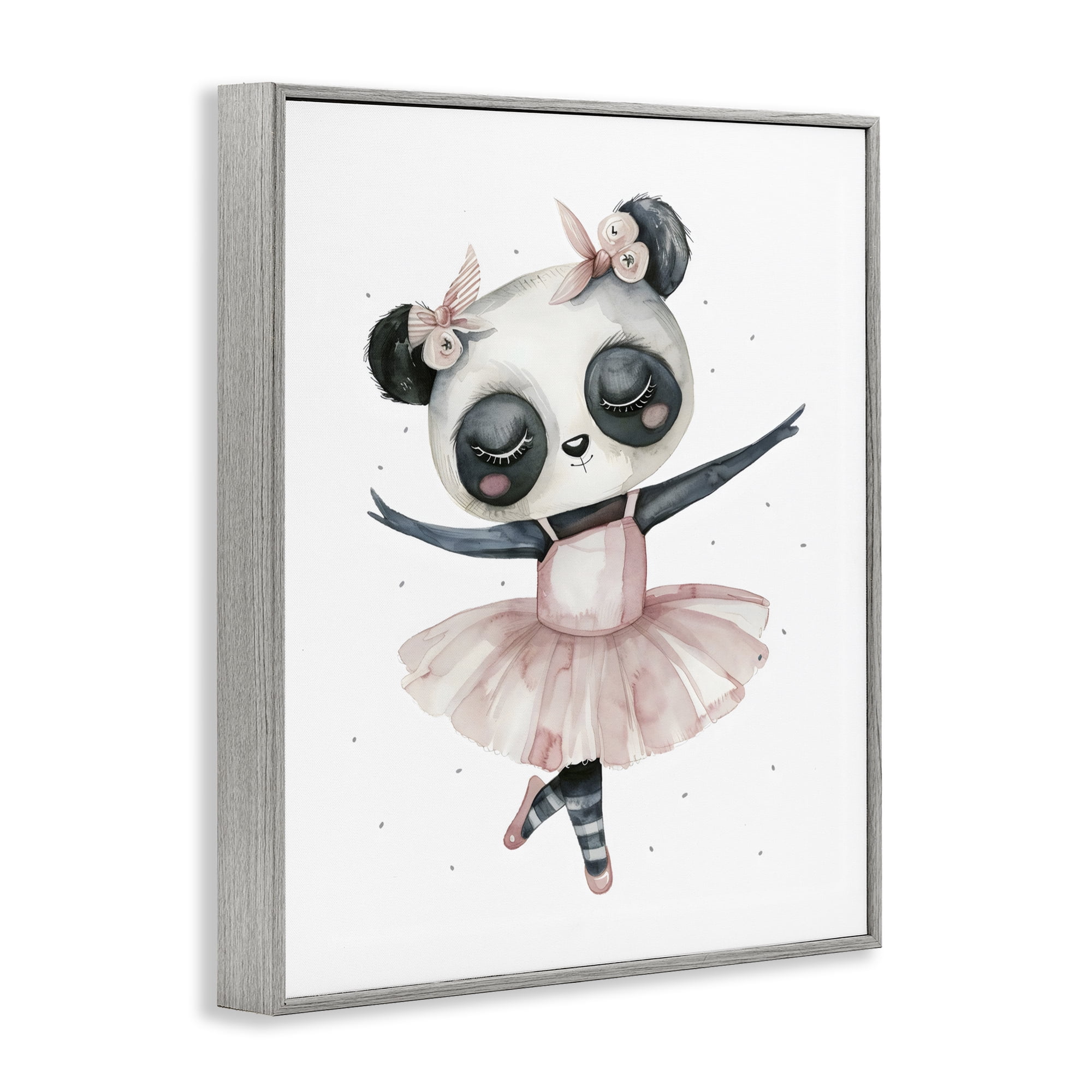 Stupell Industries Ballerina Panda in Pink Tutu Gray Framed Giclee Art, design by LSR Design Studio