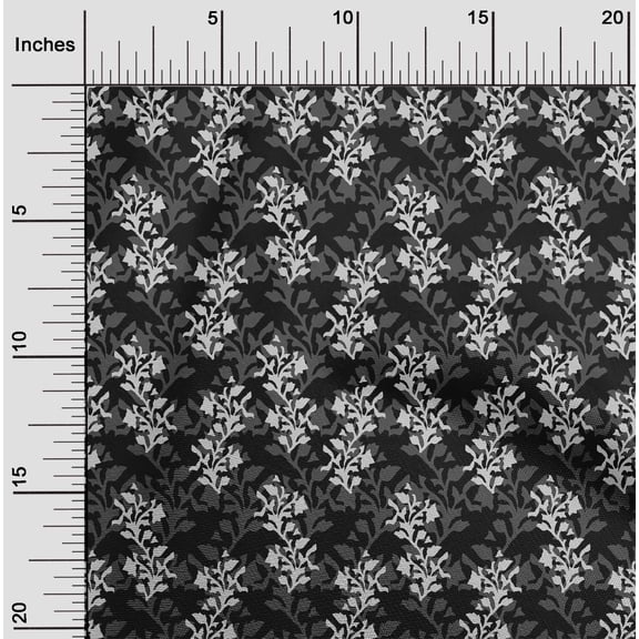 oneOone Organic Cotton Poplin Twill Fabric Leaves & Floral Block Print Fabric BTY 42 Inch Wide