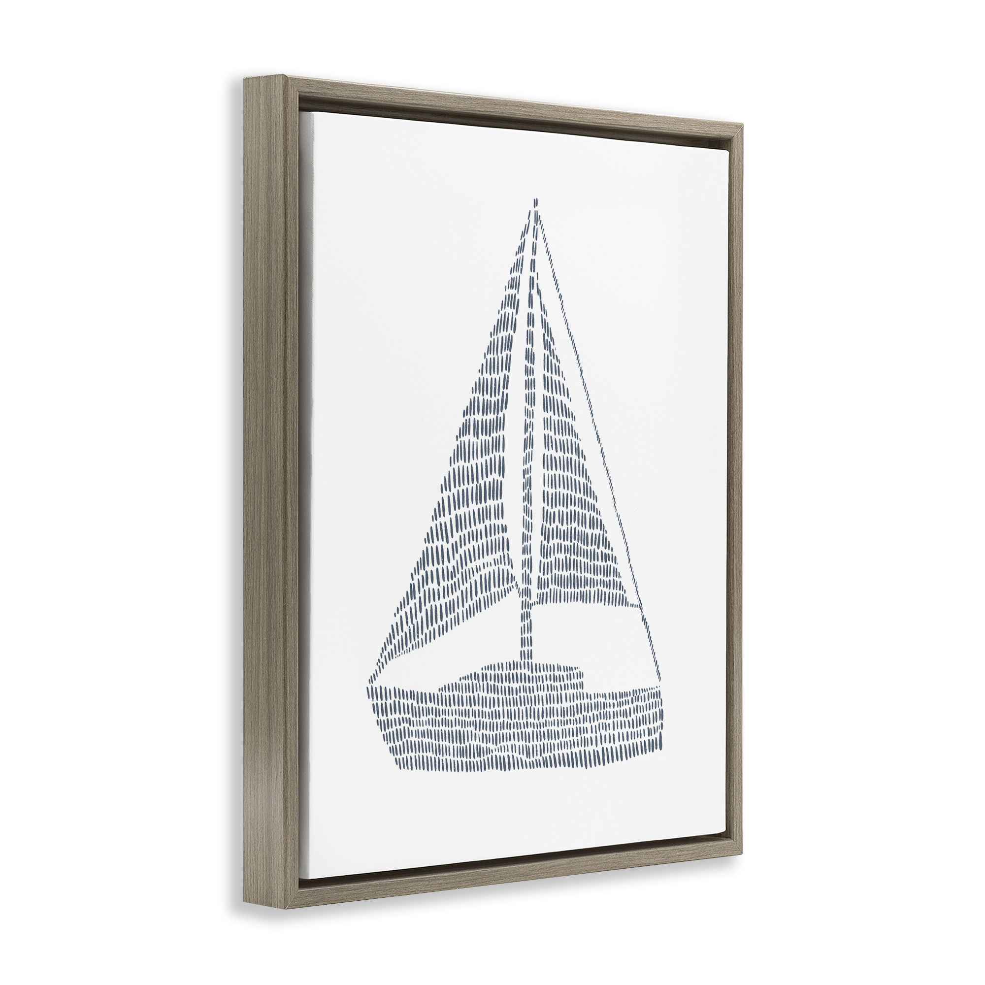 Stupell Industries Minimal Sail Boat Coastal Painting Brown Floater Framed Canvas Art Print Wall Art, 25 x 31
