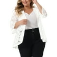 thumbnail image 5 of Agnes Orinda Women's Plus Size Valentines Day Cardigans Open Front 3/4 Bell Sleeves Sheer Lace Cover Up 2X White, 5 of 7