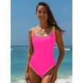 thumbnail image 2 of Traje de baño de una pieza popvil para mujer Tummy Control, color rosa oscuro, 2 of 8