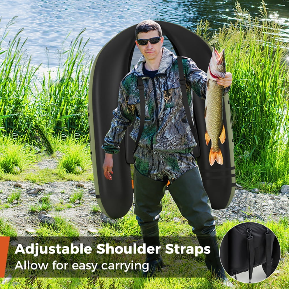 Demifill Inflatable Float Tube, Fishing Float Tube, Inflatable Fishing Float Tube with Pump Storage Pockets and Fish Ruler, Green