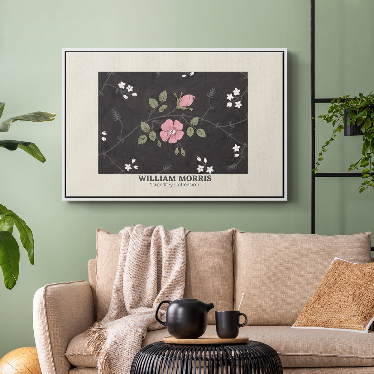 Vintage Abstract Print-LIII Framed in White Wood Gallery Wrapped Canvas 27 in. x 41 in.