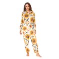 thumbnail image 2 of FORMRS Onesies Pajama for Adults Unisex Hoodie Winter Jumpsuit One Piece Sleepwear, Sizes S-2XL, Watercolor Sunflowers and Leaves, 2 of 7