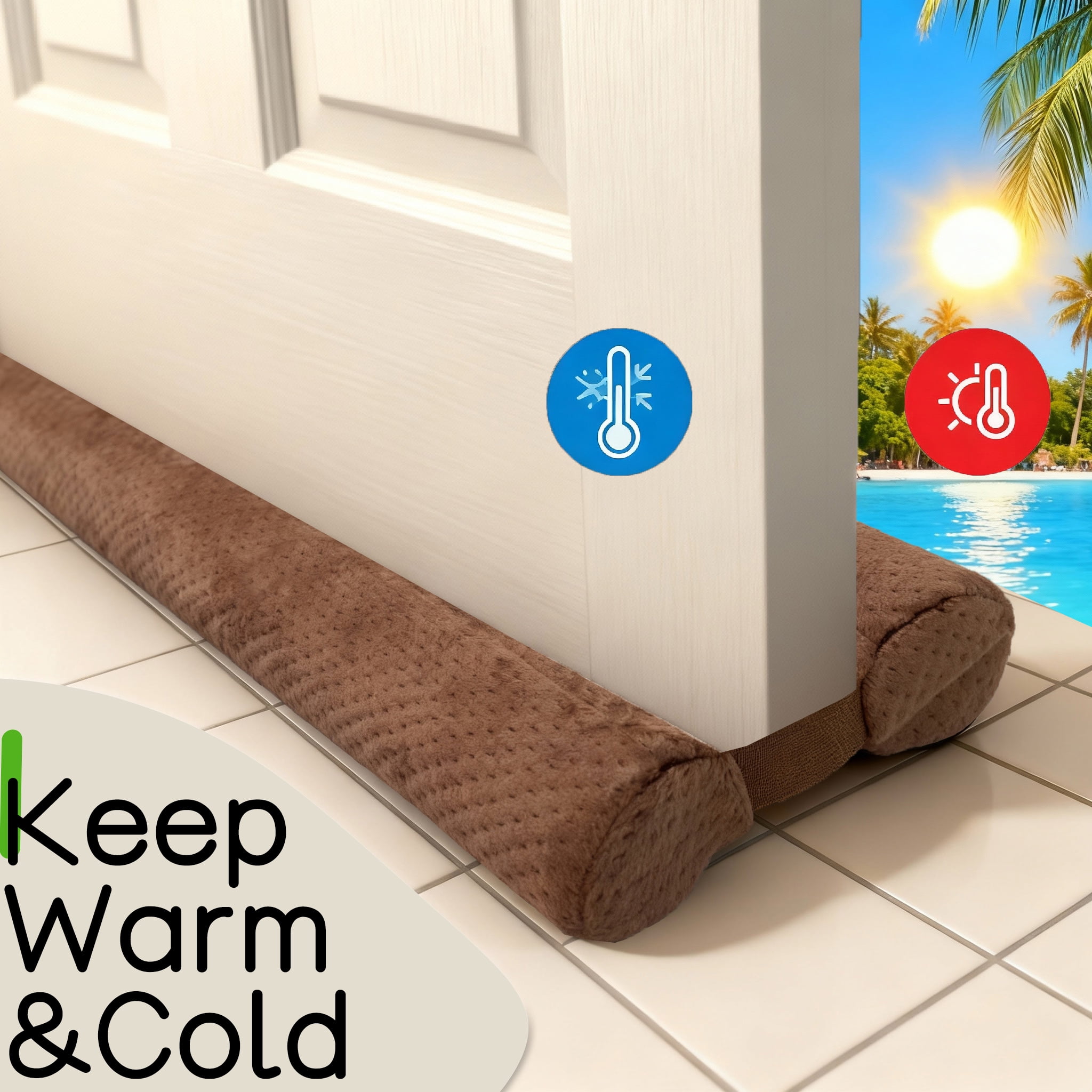 Door Draft Stopper for Bottom of Door, Under Door Gap Filler for Big Gap, No Folding Required, Flexible Installation Door Sweep soundproofing Strip for Home & Apartment, 30-36in