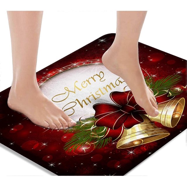 Alfombrillas de baño, alfombrillas de baño sin seda, alfombrillas lavables con diseño navideño, decoración de baño, 40 x 60 cm, aptas para cocina y dormitorio.
