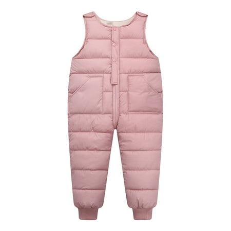 

URMAGIC Baby Girl Boy Winter Sleeveless Puffer Overalls Down Jumpsuit Snow Pants
