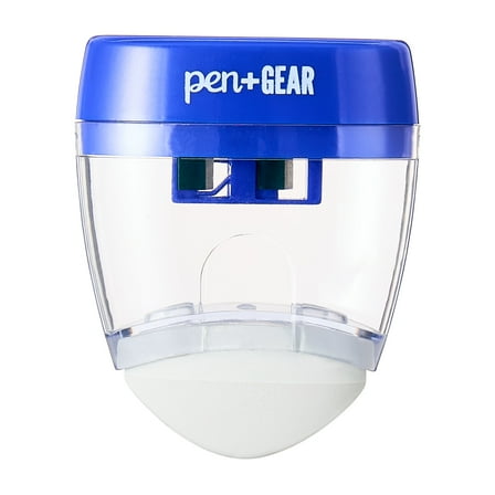 Pen+Gear 2-in-1 Two Hole Manual Pencil Sharpener with Eraser, Blue