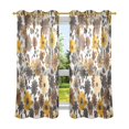 thumbnail image 6 of Yayeee Window Curtains Light Filtering 63"x42" Grommet Panel Pair Home Living Room Decor, Brown Flowers, 6 of 7