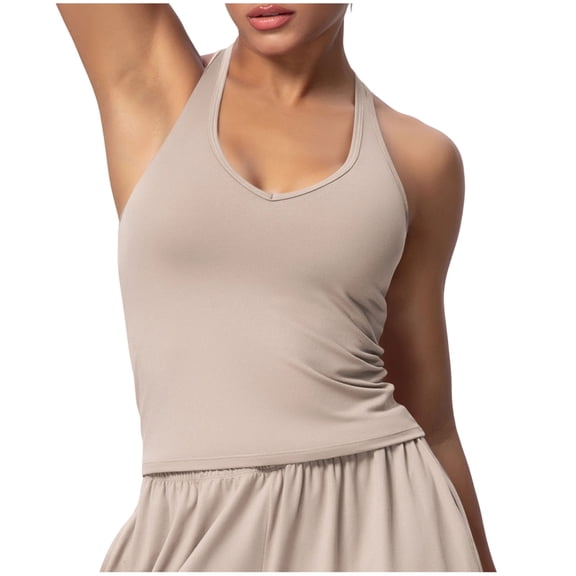 QSAWXQZ Women's V Neck Workout Tank Tops T Back Racerback Sleeveless Shirts Athletic Activewear Basic Solid Seamless Stretchy Slim Camisoles for Gym Yoga Running S