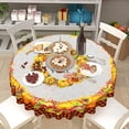 thumbnail image 4 of Nappe Citrouille d'Automne Ronde 60 Pouces Récolte d'Automne Action de Grâce Tournesol Noir Orange à Carreaux Lavable Résistant aux Plis et aux Taches Nappe Polyester Rustique Ferme, 4 of 5