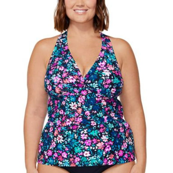 Island Escape Plus Size Printed H-Back Under Siesta Key Floral 16W