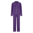 thumbnail image 3 of Tnhcen Women's Long Sleeve Pajama Sets Button Down Sleepwear V Neck Nightwear Soft Lounge Sets M-3XL, 3 of 4