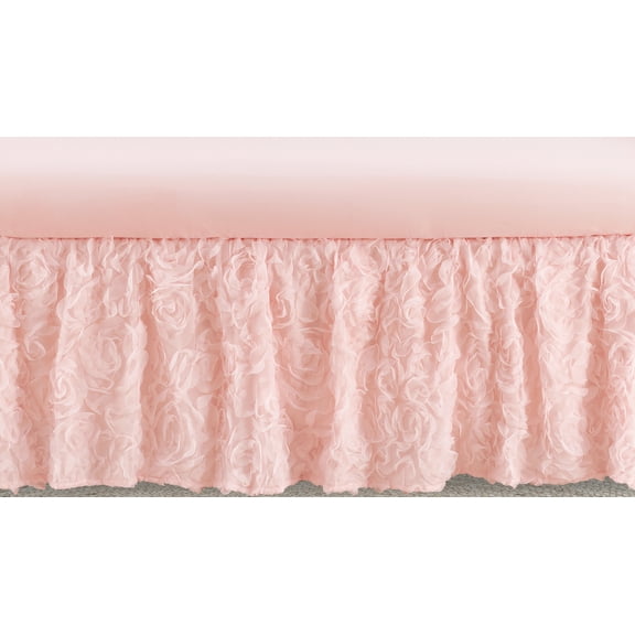 Pink Floral Rose Dust Ruffle Crib Skirt by Sweet Jojo Designs