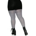 thumbnail image 2 of Leg Avenue Women's Plus-Size Nylon Striped Tights, Black/White, 1X/2X, 2 of 5