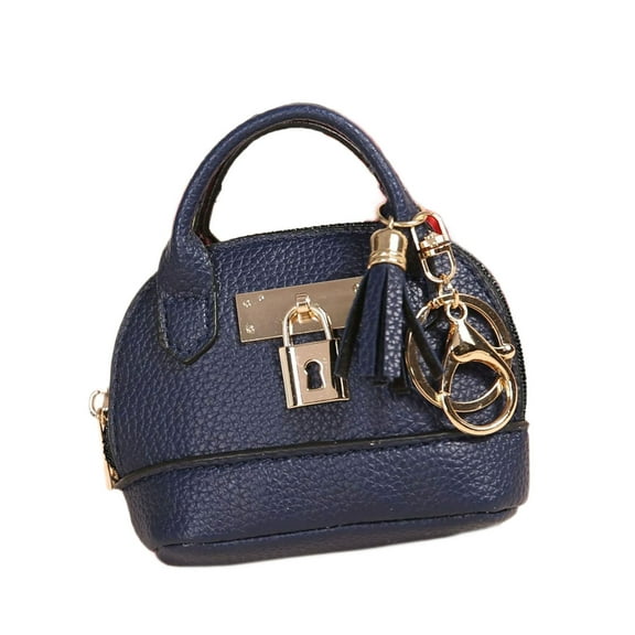 Yoetaun Practical Coin Purse Keychain Bag Sturdy PU Leather Organizers for Women Lipsticks Card and Data Cable Storage Black