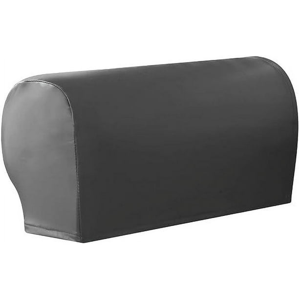 Nvzi Fundas de reposabrazos de piel sintética impermeables, fundas de reposabrazos elásticas vintage para sillas, sofás, sillones, fundas para sofás reclinables, 2 piezas, color gris