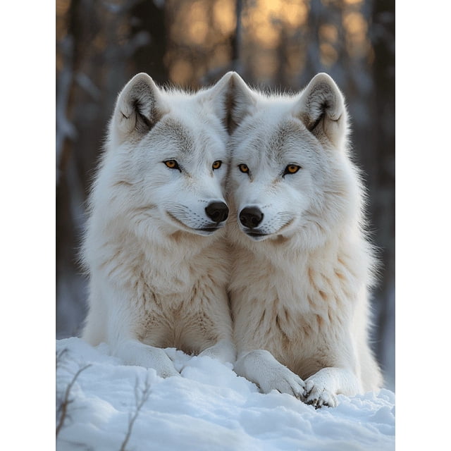 Qisvanset Framed Canvas Wall Art 12x16 Inch Snow Lying Wolf Wildlife Nature Wall Art Decor