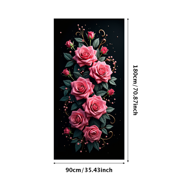 Decorative Floral Backdrop with Pink Roses on Dark Background for Weddings Parties Events Photography Engagements Home Decor Customizable Display Banner