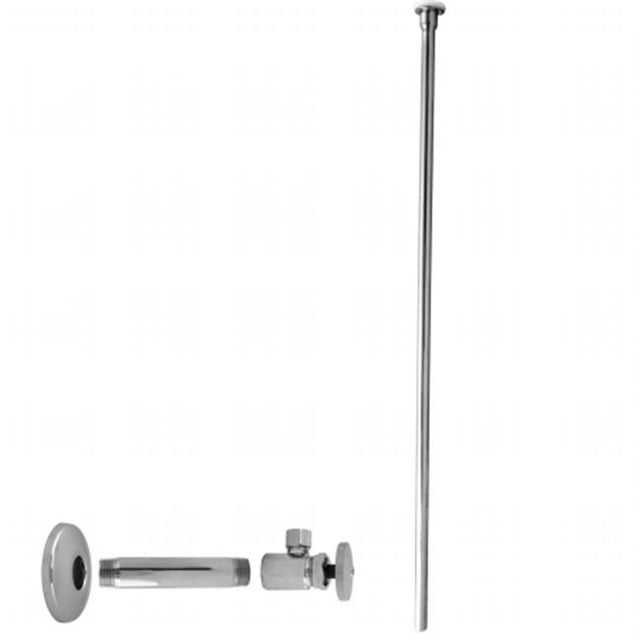 Westbrass D103KFH-26 .5 in. IPS x .38 in. Round Handle Flat Head Riser Toilet Kit - Polished Chrome