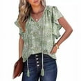 thumbnail image 2 of Amazon Cross border Foreign Trade 2024 Women's Summer Top Flower Short sleeved V-neck Women's Casual Loose Shirt, 2 of 9