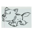 thumbnail image 1 of Cartoon Cutting Board, Scribble Art of a Running Puppy Dog on a Notebook Page Style Backdrop, Decorative Tempered Glass Cutting and Serving Board, Large Size, Black Pale Blue Pink, by Ambesonne, 1 of 1