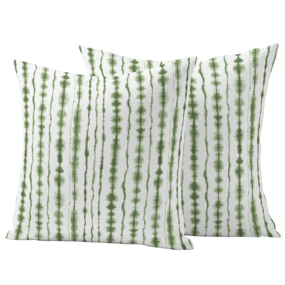 Sage Green Stripes Outdoor Waterproof Pillow Covers, Farmhouse Striped Abstract Art Decorative Square Throw Pillowcase Sofa Cushion Sham for Patio/Couch/Chair, 20"x20" 2 Pack