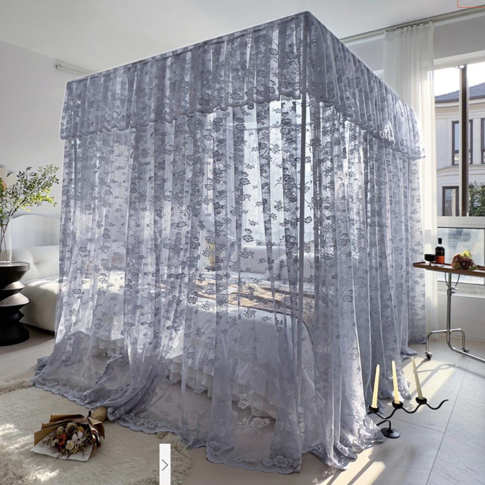 4 Corners Post Princess Canopy Bed Curtains Mosquito Net Bed Drapes Play Tents Room Decoration for Indoor Outdoor