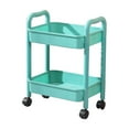 thumbnail image 2 of 2 Tier All-Metal Rolling Cart, Rolling Storage Cart with Handle and Locking Wheels Kitchen Cart Laundry Office Bathroom Storage Organizer Cart, Green, 2 of 6