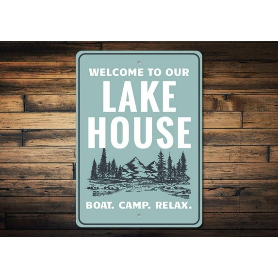 Lake Scene Novelty Sign, Metal Wall Decor - 10x14 inches