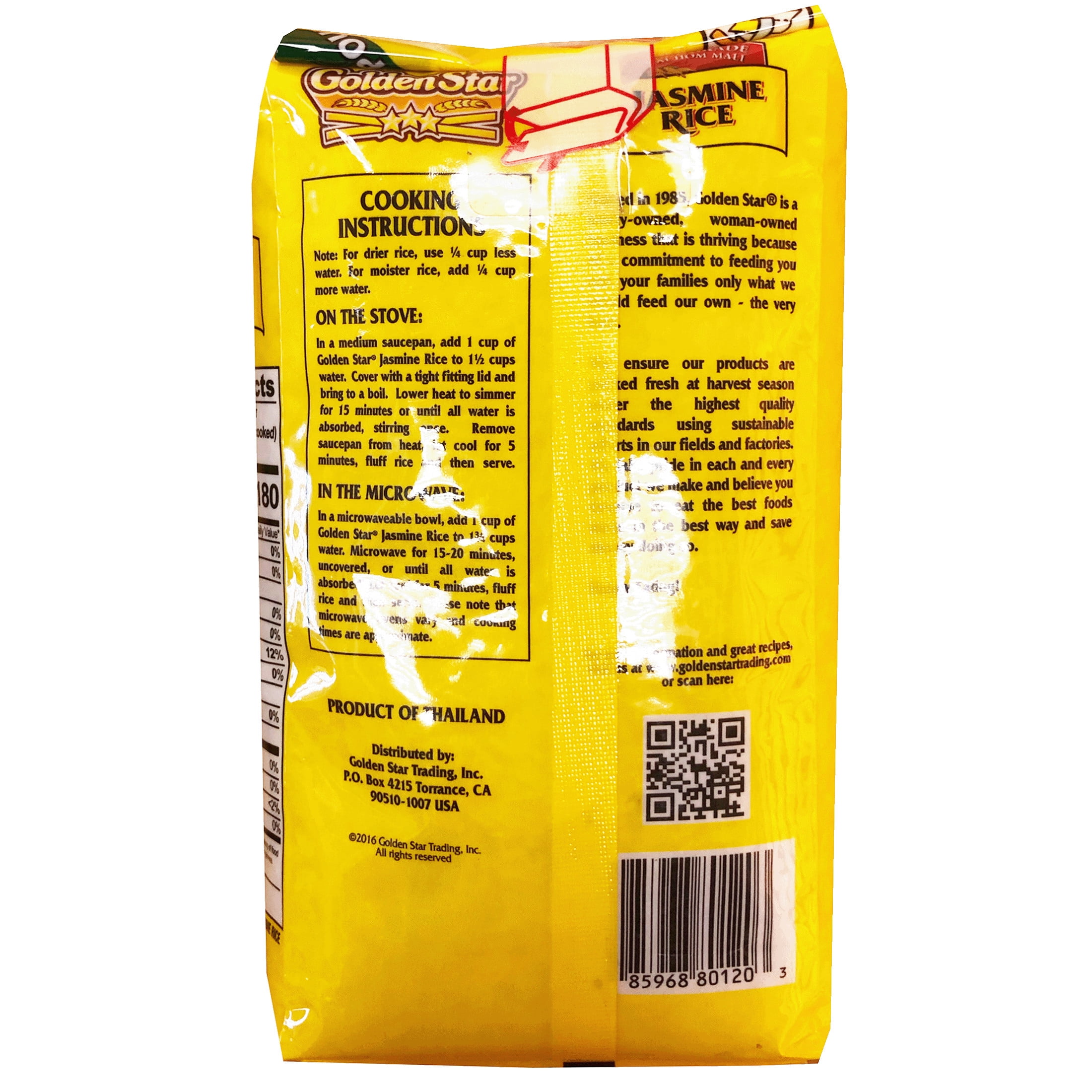 (12 pack) Golden Star Prime Grade Thai Hom Mali Jasmine Rice, 2 lb